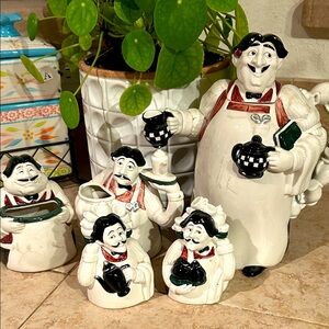 Department 56 Chef Ceramic Figurine Set - Black, White, Red